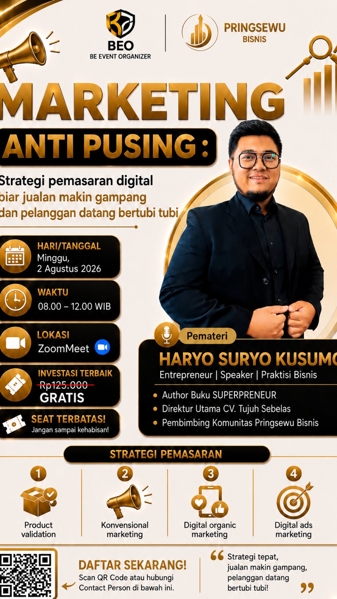 Marketing Anti Pusing : Strategi Pemasaran Digital Biar Jualan Makin Gampang dan Pelanggan Datang Bertubi-tubi